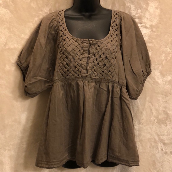 Apostrophe Tops - APOSTROPHE 🌺 GRAY COTTON BABYDOLL BOHO TOP 16-18W